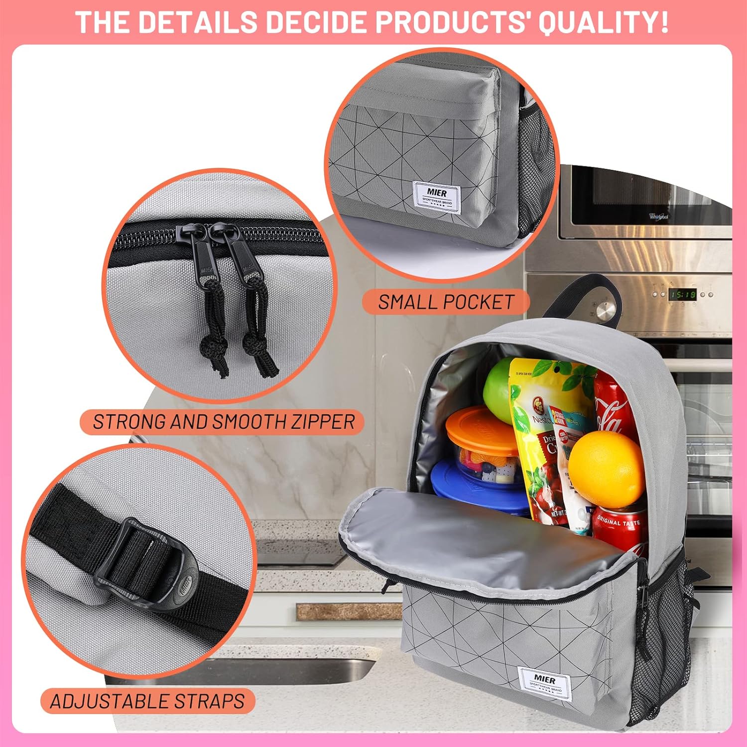 MIER Insulated Backpack Cooler Small Leakproof Lightweight Cute for Women Men to Work, Picnics, Camping, Park Day Trips, 15 L - Image 5