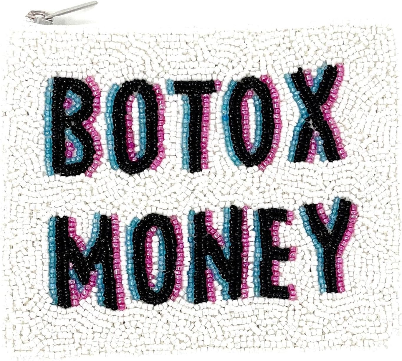 TWINE AND LOVE Botox Money Bead Coin Purse, Beaded Coin Pouch, Small Wallets for Her, Birthday Gifts, Cute Pouch Purse, Beaded Purse, white, CP0494