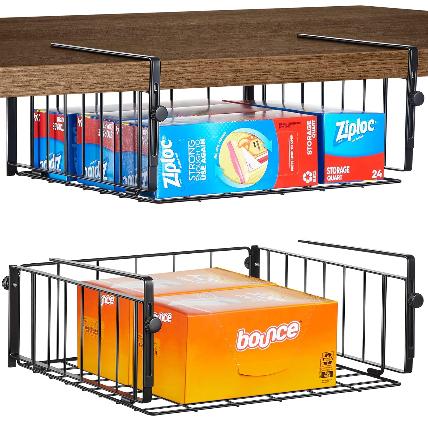 AmonHouseware 2 Pack Hanging Under Shelf Storage Basket, Under Addon Storage Racks