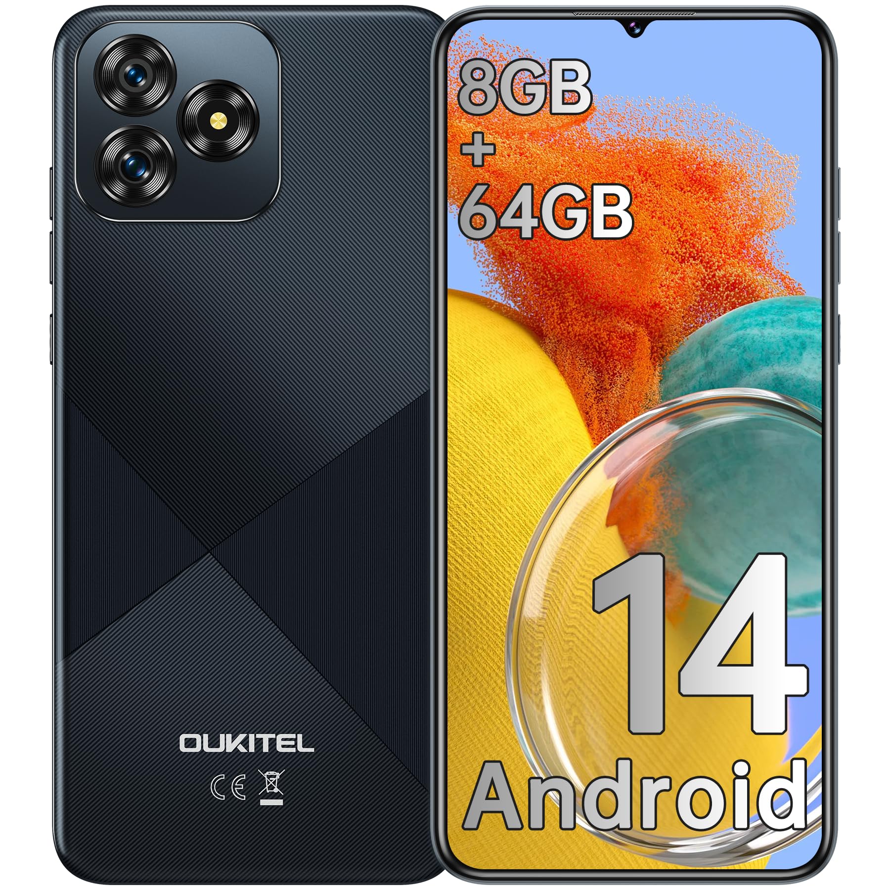 OUKITEL C53 Android 14 Smartphone Ohne Vertrag - 8GB +64GB/1TB