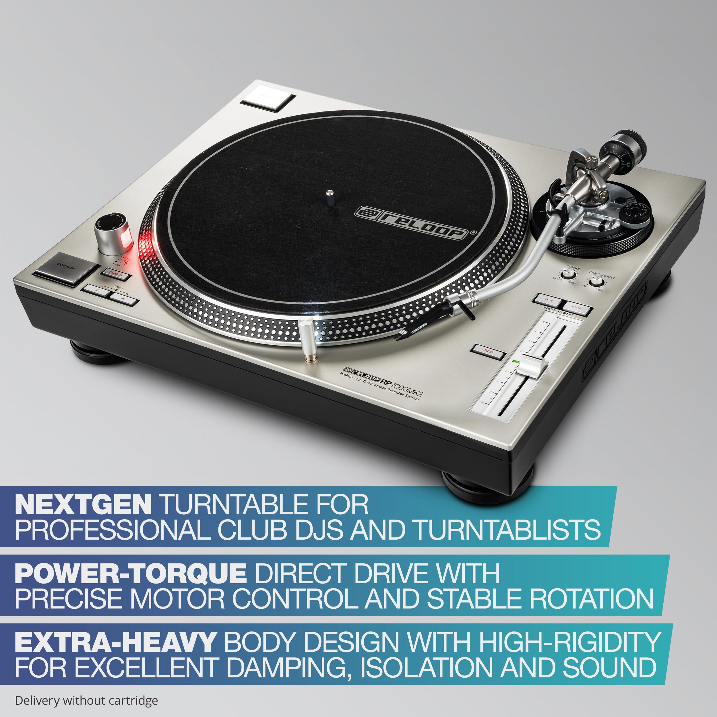 Reloop Sistema profissional de toca-discos RP-7000 MK2, prata
