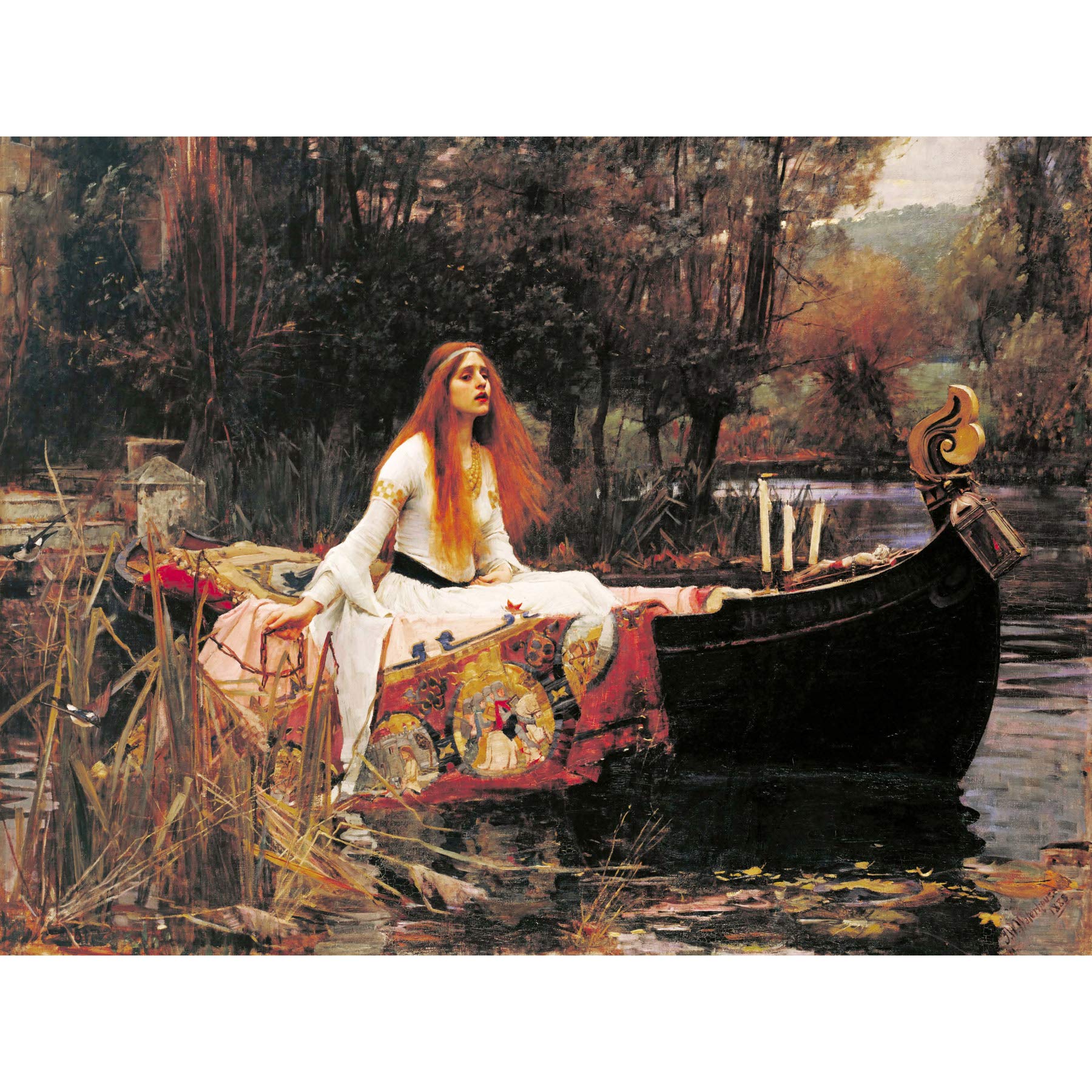 Fine Art Prints Multi-Color John William Waterhouse The Lady Of Shalott Edit Large Wall Art Print Canvas Premium Poster Mural