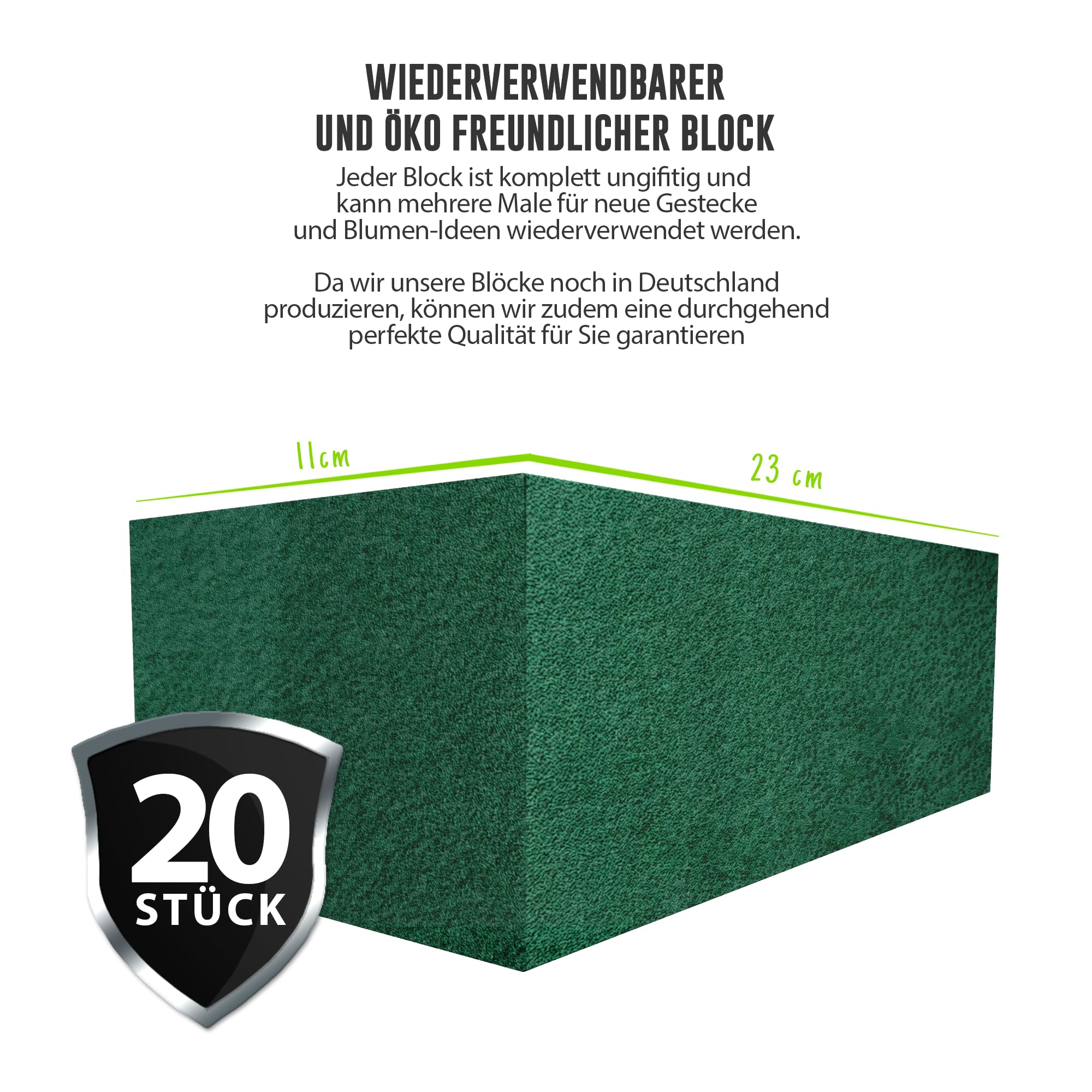 20 sztuk pianki ściegowej - zestaw mokrej pianki Wet Foam Set 23 x 11 x 7,5 cm plug-in, plug-in comund, cegły wtykowe do aranżacji kwiatowych - plug-in gąbka do rękodzieła na celebrations, samochód,
