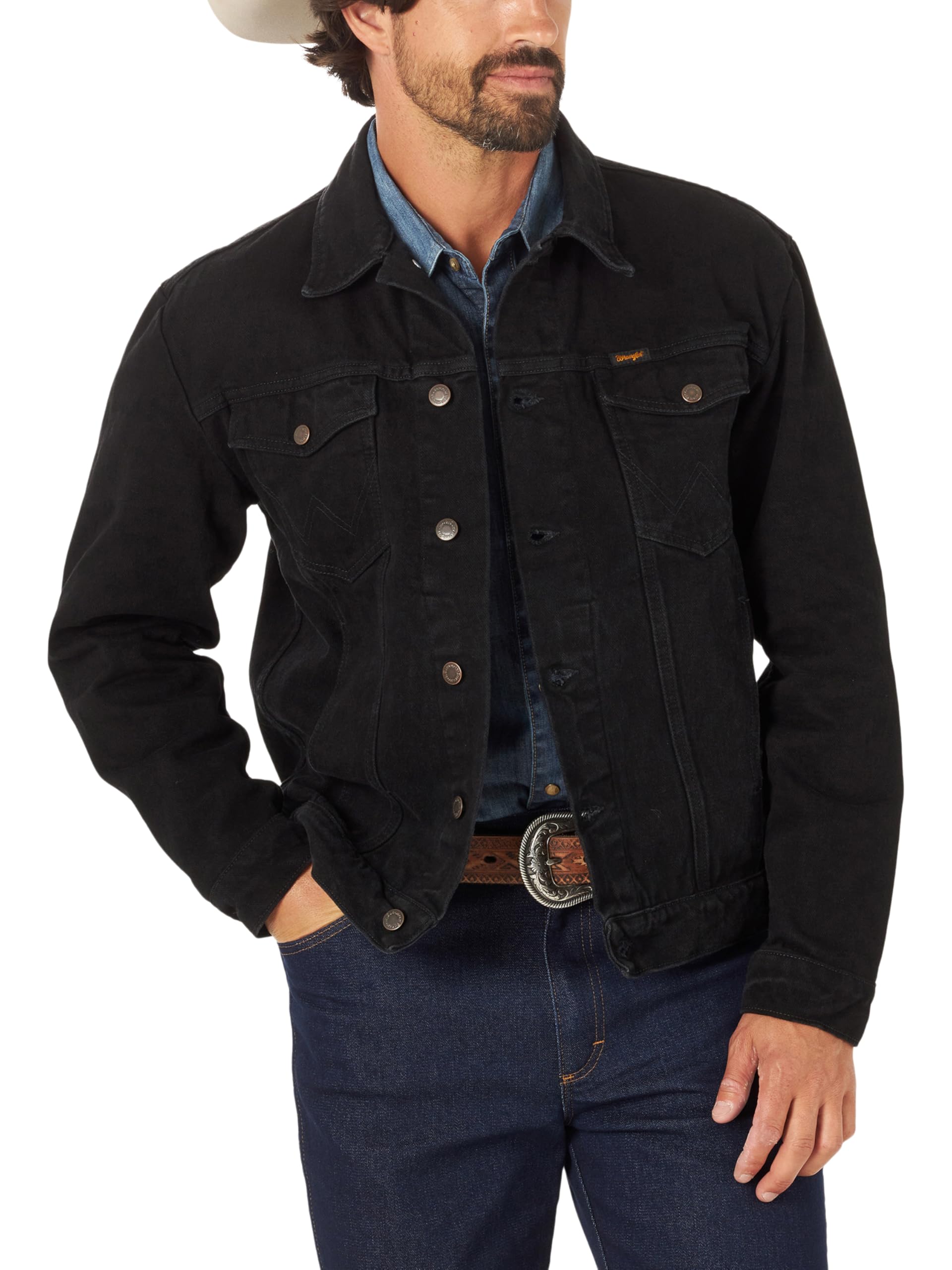 Wrangler Męska kurtka jeansowa o kroju kowbojskim, bez podszewki