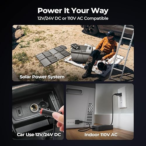 Vista 7 de BougeRV - Congelador portátil para coche, 12 V, refrigerador, compresor de coche, 12/24V CC 110~240 Volt CA,-7°F - 50°F Gris