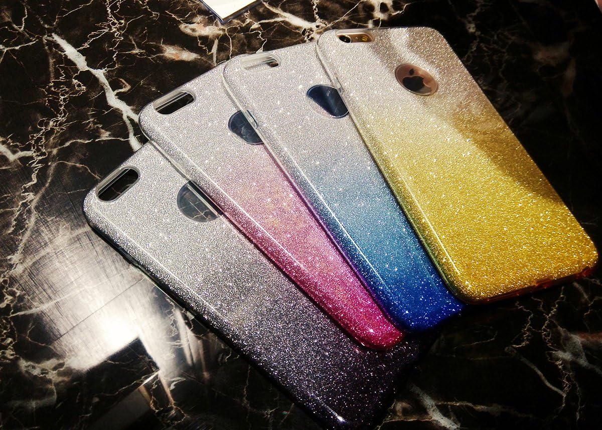 TOZO Case for iPhone 6s Plus Shiny Shadow Bling Crystal Sparkle Premium 3 Layer Hybrid PC+TPU Semi Transparent/Exact/Soft Case for iPhone 6 Plus/6s Plus 5.5 inch Gradient Black