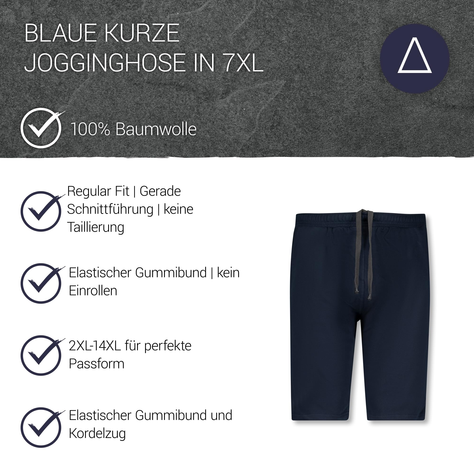 ADAMO Kurze marineblaue Jogginghose Übergröße 14XL