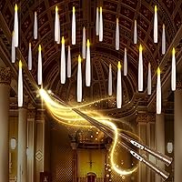 Vista 1 de Velas flotantes con varita, paquete de 20 con 2 varitas, velas mágicas colgantes de Halloween, velas flotantes sin llama operadas a batería