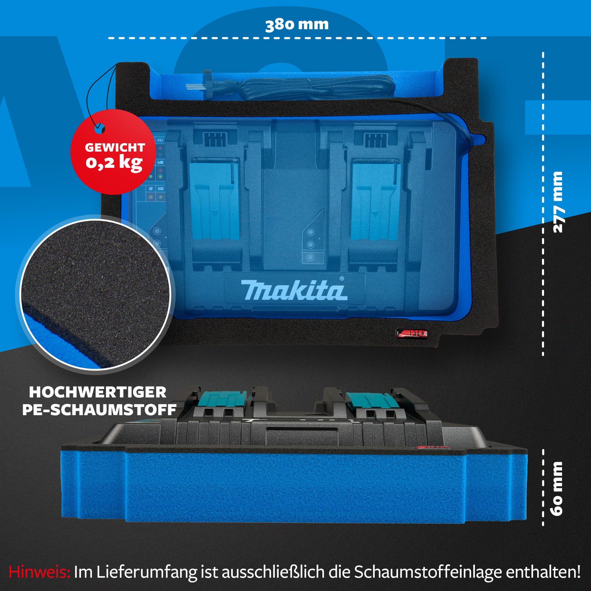 Makita DC18RD Schaumeinlage für MakPac Gr. 2-3 APTEX Polstereinlage