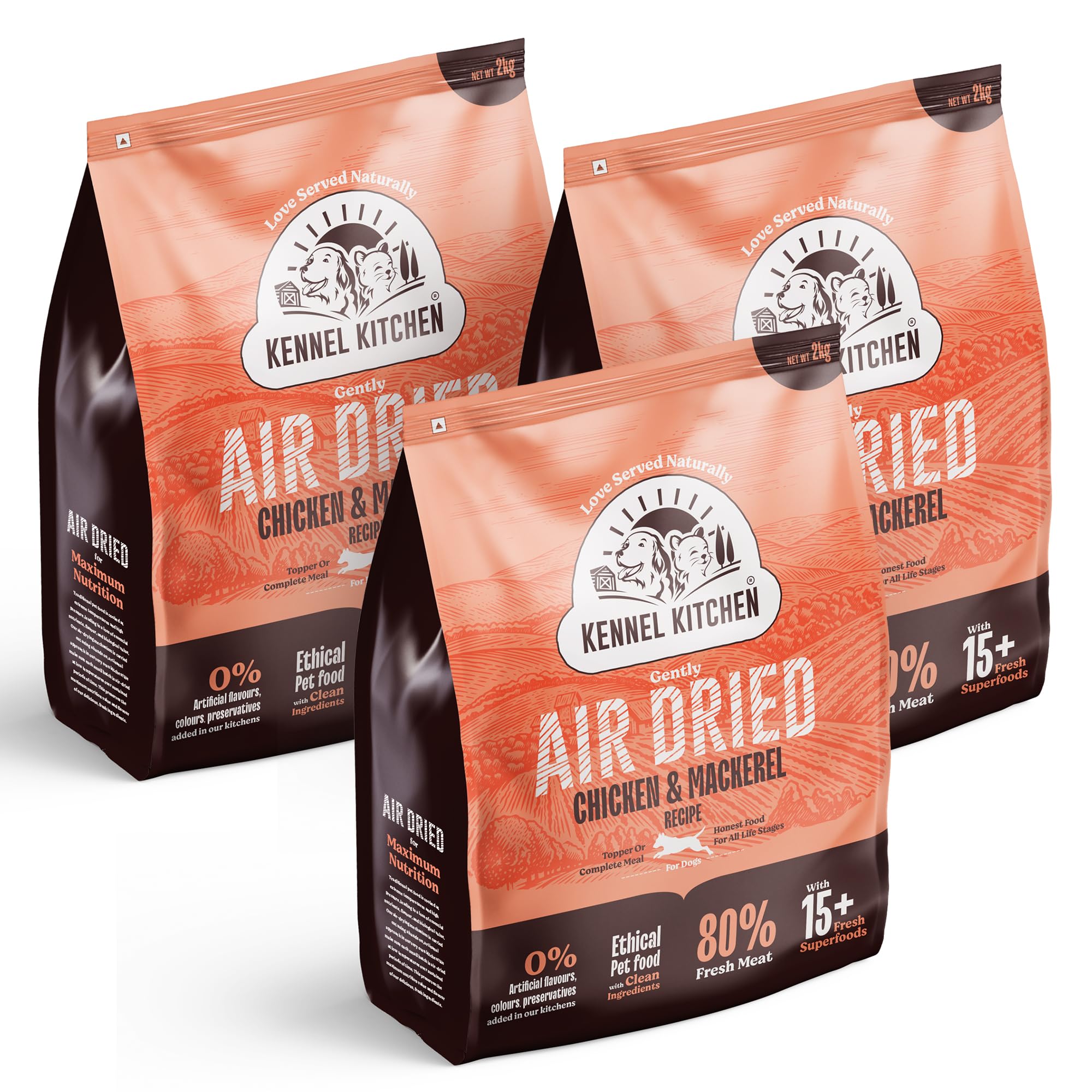 Kennel Kitchen Air Dried Dog Food | 2 Kgs | Chicken & Mackerel Recipe | Premium Dry Dog Food for Adult & Puppy | Kibbles for Dogs with Enhanced Nutrition (Pack of 3) (B0D6BN4VDV) Amazon Price History, Amazon Price Tracker