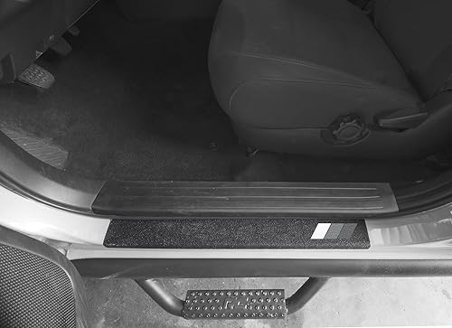 Miniatura 7 de Protección para umbral de puerta, compatible con Tundra 2007-2020, kit de 2 piezas (puertas traseras (CrewMax), negro texturizado con texto