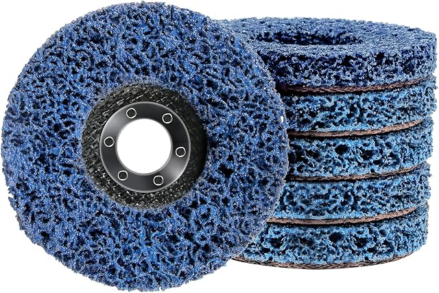 Victop Poly grinder discs 6 Pcs 4.5inch/115mm Strip Wheel Discs Cleaning Paint Coating Grinding Disc Rust Remover for Metal Fit Angle Grinder for Wood Metal Fiberglass Work (Blue)