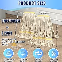 Vista 2 de Paquete de 2 trapeadores comerciales de algodón industrial de 20 onzas, cabezales de repuesto de algodón de grado industrial para el hogar