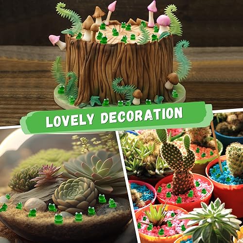 Miniatura 4 de 200 figuras de mini rana de resina, mini ranas verdes, figuras en miniatura de jardín, musgo en miniatura, paisaje, bricolaje, terrario,