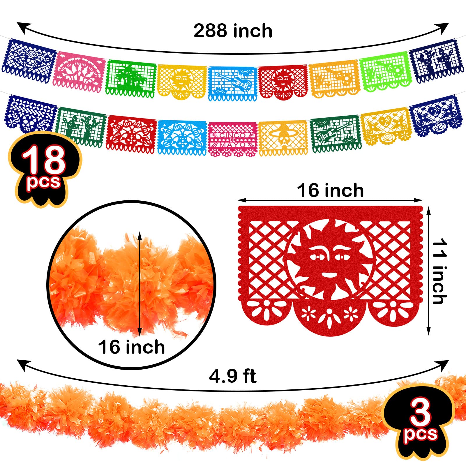Marigold Garland Dia De Los Muertos Marigold Fiesta: 74-Piece Papel ...