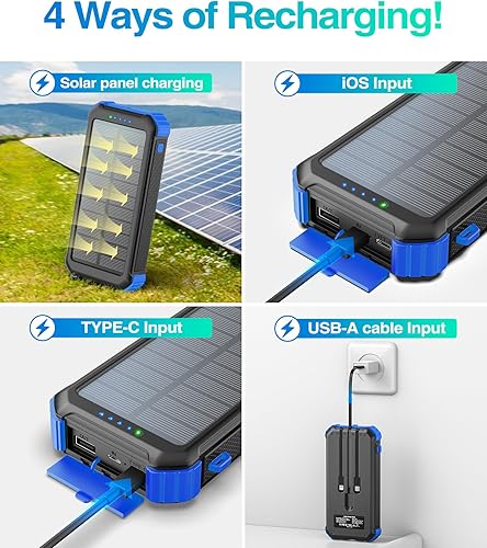 Miniatura 3 de LATIMERIA 45800mAh Solar Charger Power Bank, Portable Phone Charger with 5V3.1A QC 3.0 Fast Charging, Solar Panel USB C in/Output for Cellphone