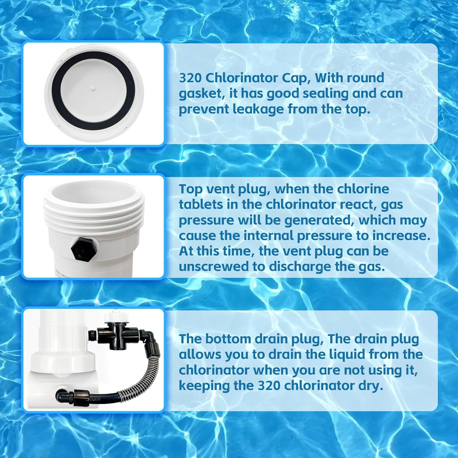 R171096 320 Pool Automatic in-Line Chlorine/Bromine Feeder Compatible with Rainbow 320 Chlorinator fit for Pool and Spa