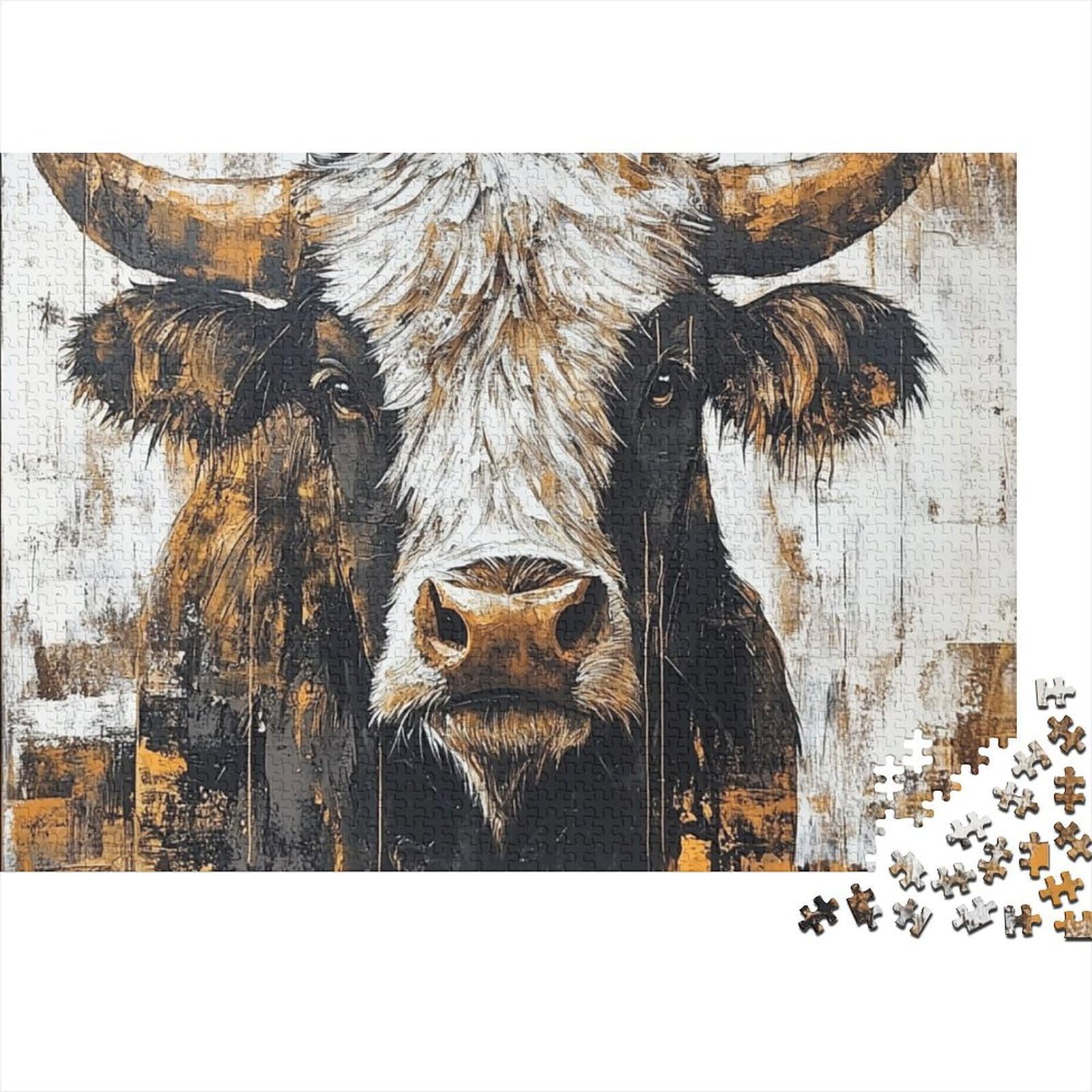Cow 1000 Piece Jigsaw Puzzle Paper Adults Rustic Animal Relaxation Focus