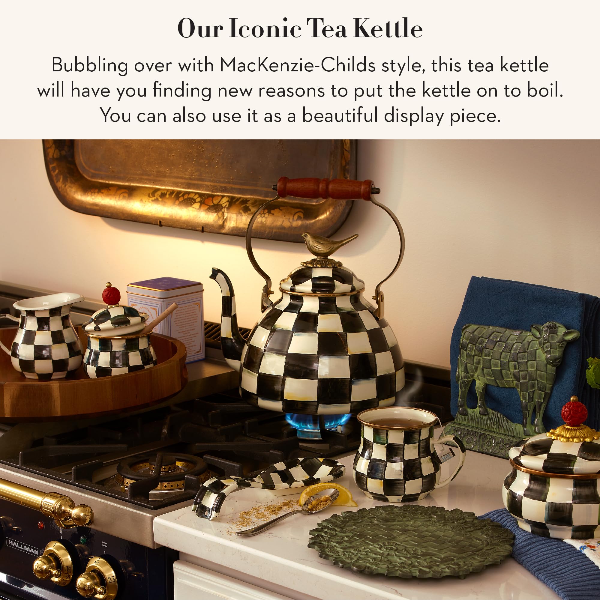 Amazon.com: MACKENZIE-CHILDS Enamel Tea Kettle, Cute Kitchen