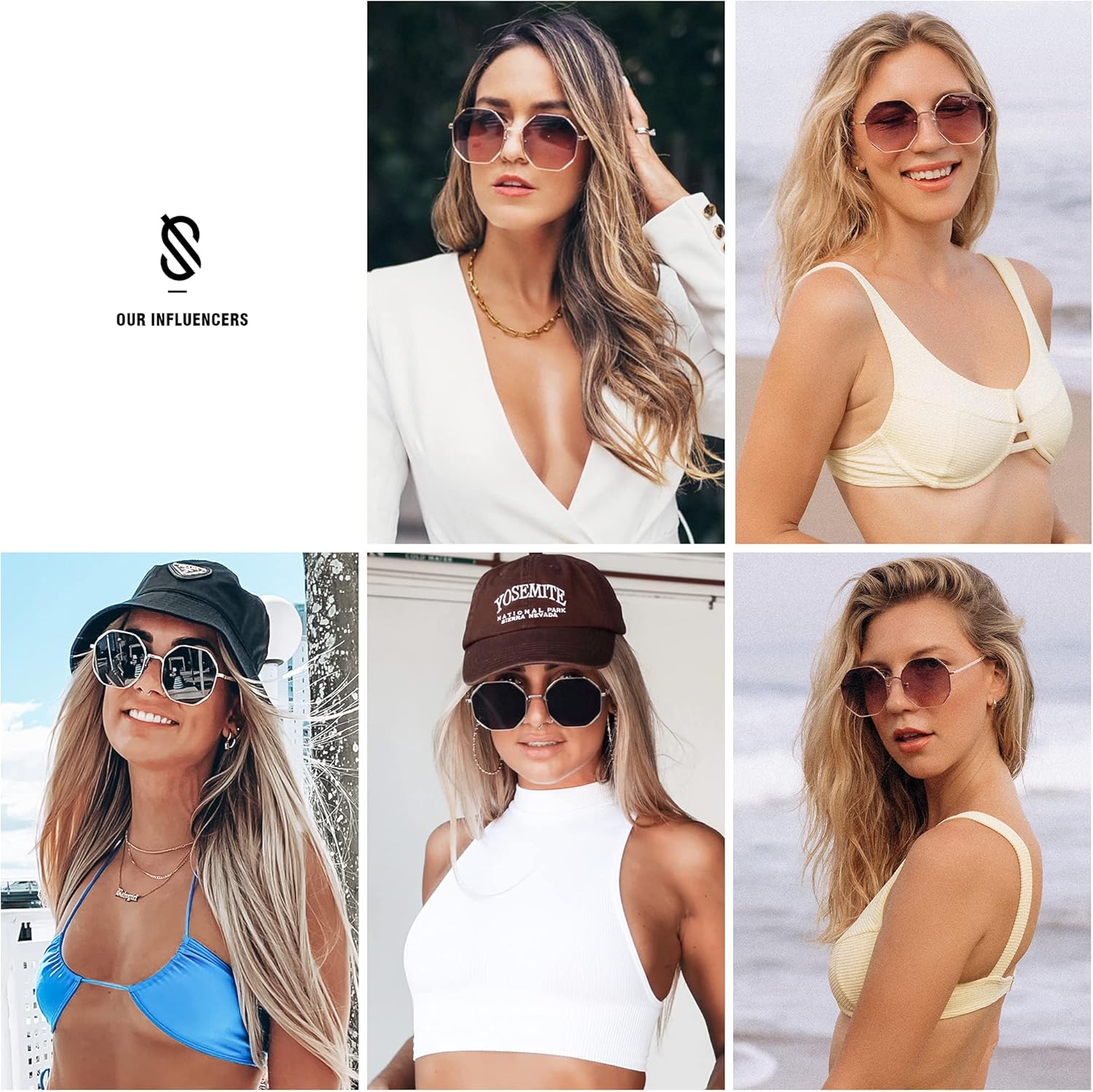 SOJOS Sunglasses for Women Men Classic Retro Polygon Shades UV400 - Image 2