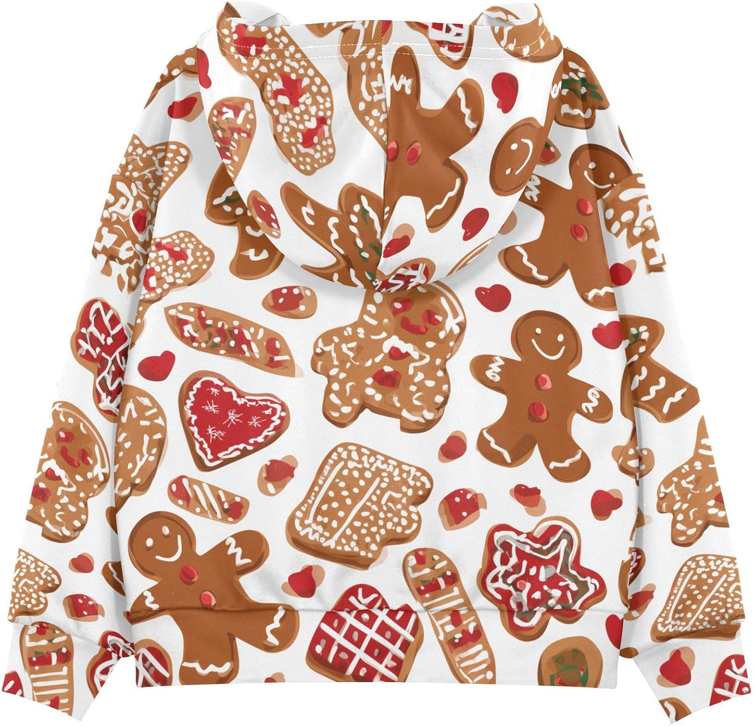 ZZXXB Gingerbread Xmas Trees Kids Sweatshirts Boys Girls Hooded Kangaroo Pocket Pullover Tops XS-XXL