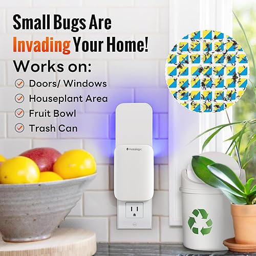 Miniatura 5 de Mosalogic Trampa inteligente para moscas de frutas para interiores con sensor de movimiento, luz nocturna, 3 modos, silenciosa, cobertura de 600