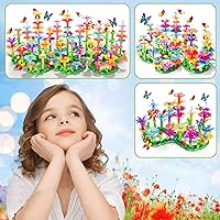Vista 3 de 238 piezas de juguetes de construcción de jardín de flores para niñas de 3, 4, 5, 6, 7 años, juguetes de construcción de pilas DIY mejorados