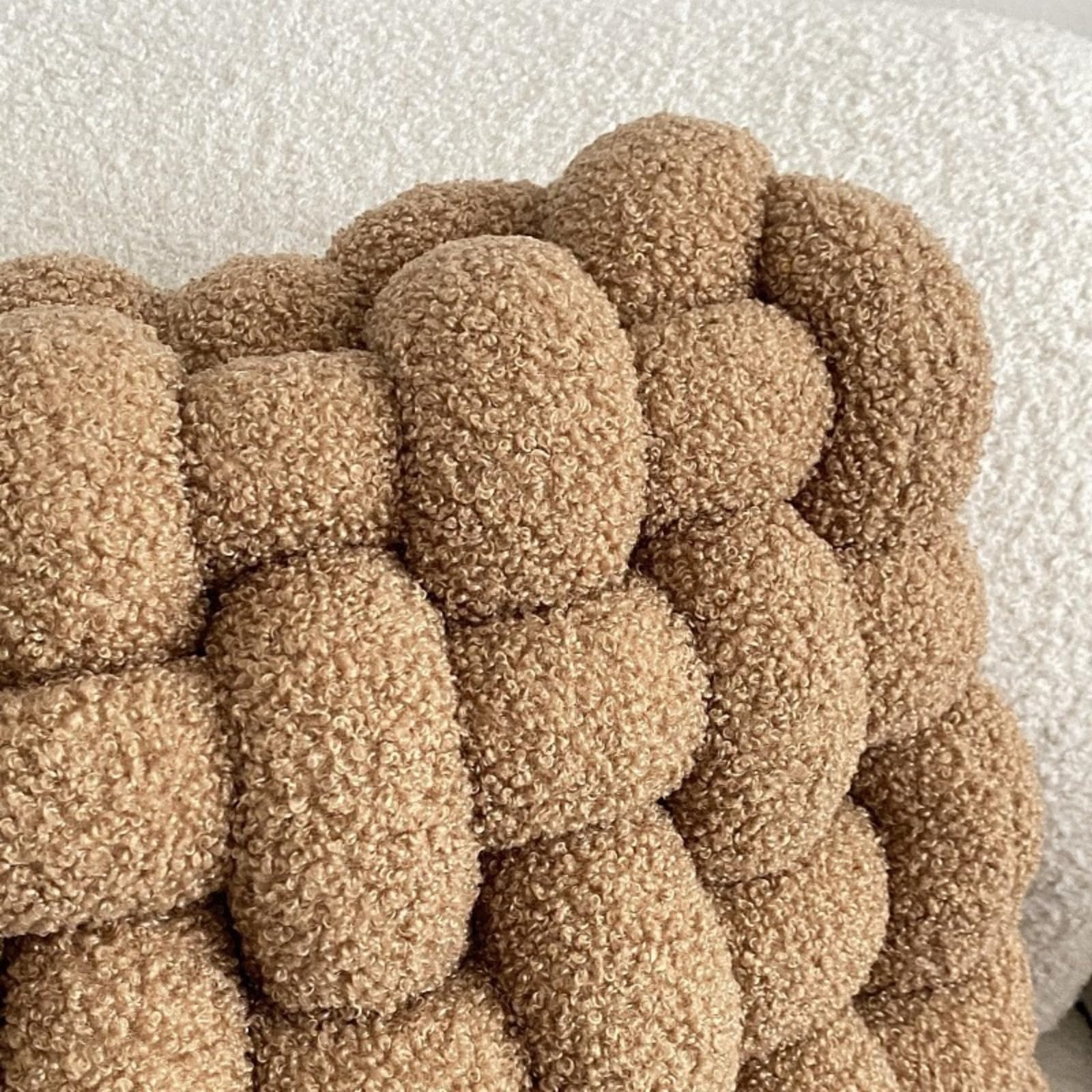champracer Handgewebtes Sofa Rücken Extra Dicke Sitzauflagen Knotenkugelkissen KnotenKissen Zierkissen Knoten für Gewebtes sitzkissen Bodenkissen Plüschkissen für Wohnzimmer (30 * 33 * 12CM,Grau)