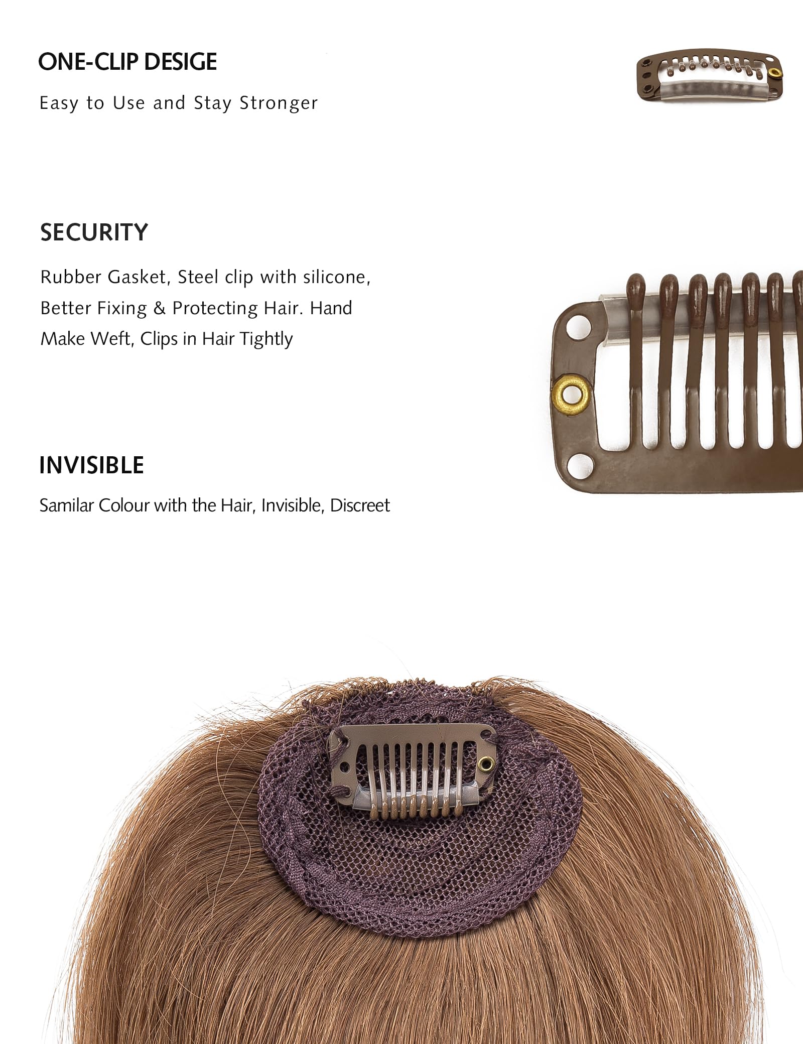 Yamel Bangs Hair Clip Real Human Hair Unique Irregular Fringe Light Brown Clip in Bangs Hair Extensions for Women - Image 4