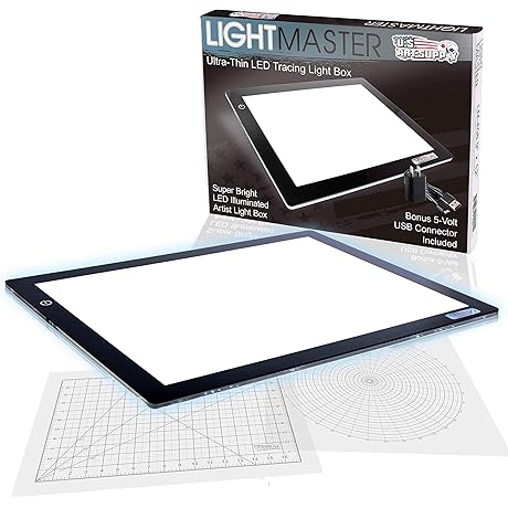 Lightmaster Plano Professional A3 LED Light Box Pad – 12"x17" Ultra-Thin Dimmable Lightbox
