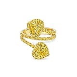 Leviev, Diamond Bypass Ring, Vivid Yellow Heart Diamonds, 18K Yellow Gold