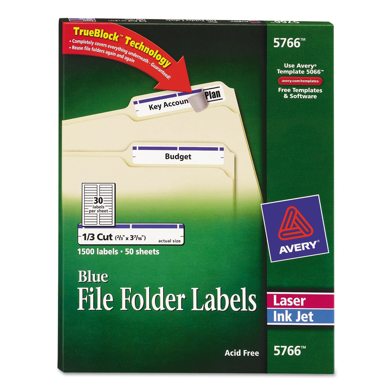 AVE5766 - Avery Self-Adhesive Laser/Inkjet File Folder Labels