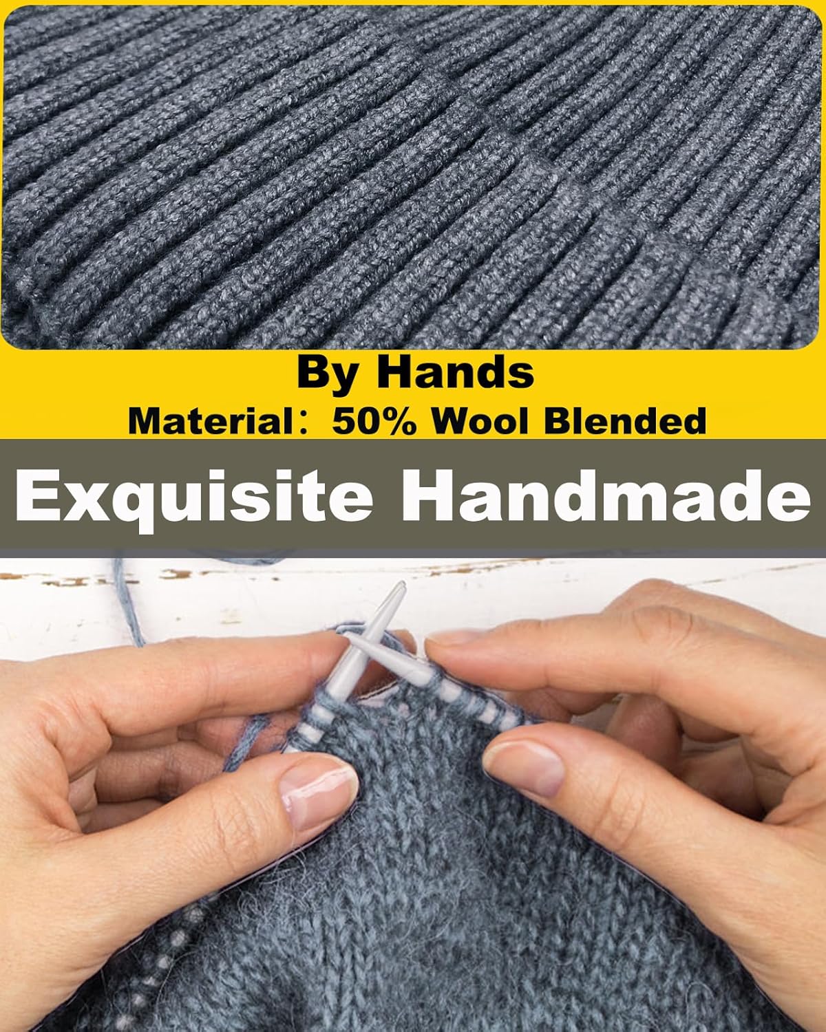 Satin Lined Beanie for Women Men, Womens Silk Lined Beanies, Wool Knit Cuffed Warm Winter Hats Skull Cap - Image 6