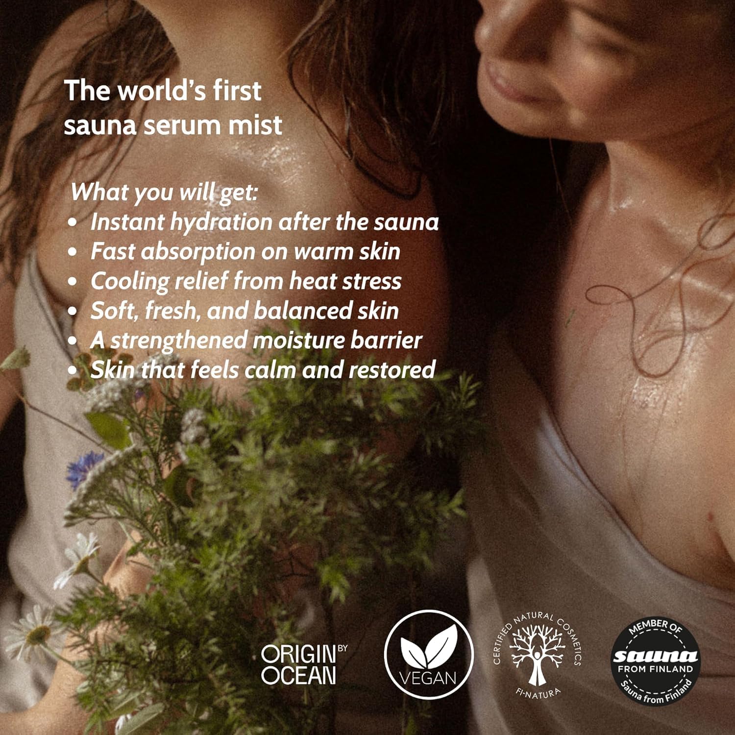 Sauna Serum Mist – Spray viso dopo la sauna con OCEANBOOST™ & collagene Booster – Idratante, rinfrescante e ad assorbimento rapido – Cura della pelle vegana