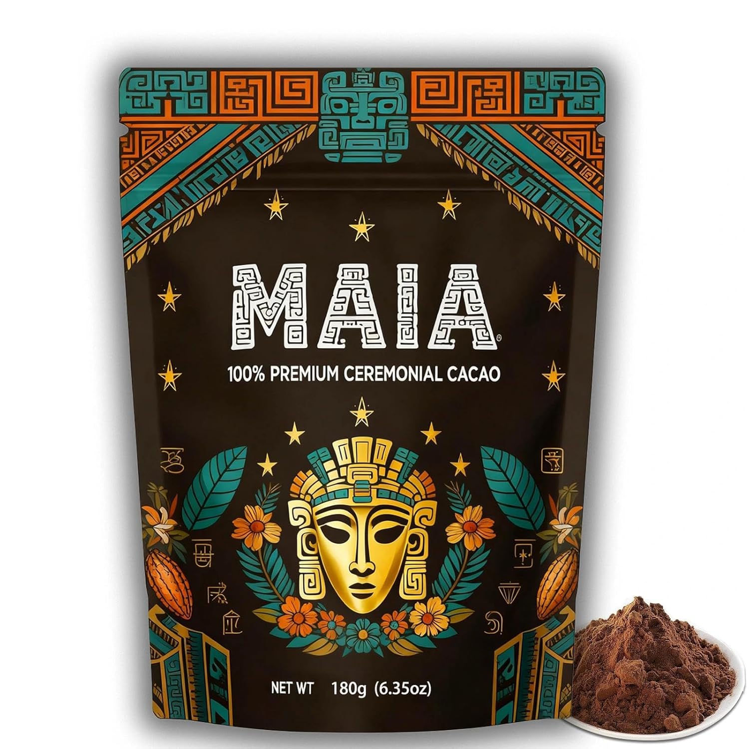 Maia Ceremonial Cacao, with Flavanol, Theobromine, Magnesium & Flavonoids Blend, Supports Circulation & Cardiovascular Health, Balances Mood, Boosts Energy, Zero Sugar(1pc)