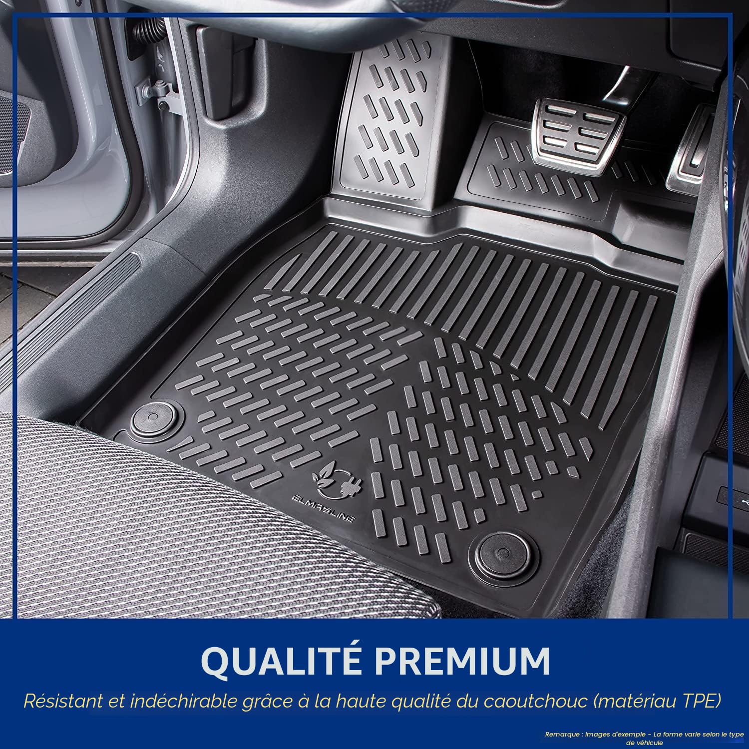 Elmasline Kit de Tapis Design en Caoutchouc et Tapis de Coffre pour VW T-ROC à partir de 2017 Plancher de Chargement supérieur Ne rentre Pas en Cabriolet !! | Tapis de Voiture et Bac de Coffre