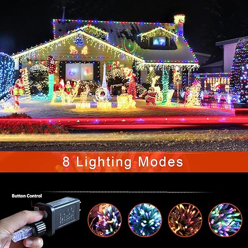 Miniatura 3 de Luces de decoración de Navidad, 320 luces LED de Navidad con estrella superior, 8 modos de luz, impermeables, para exteriores, para patio, hogar,