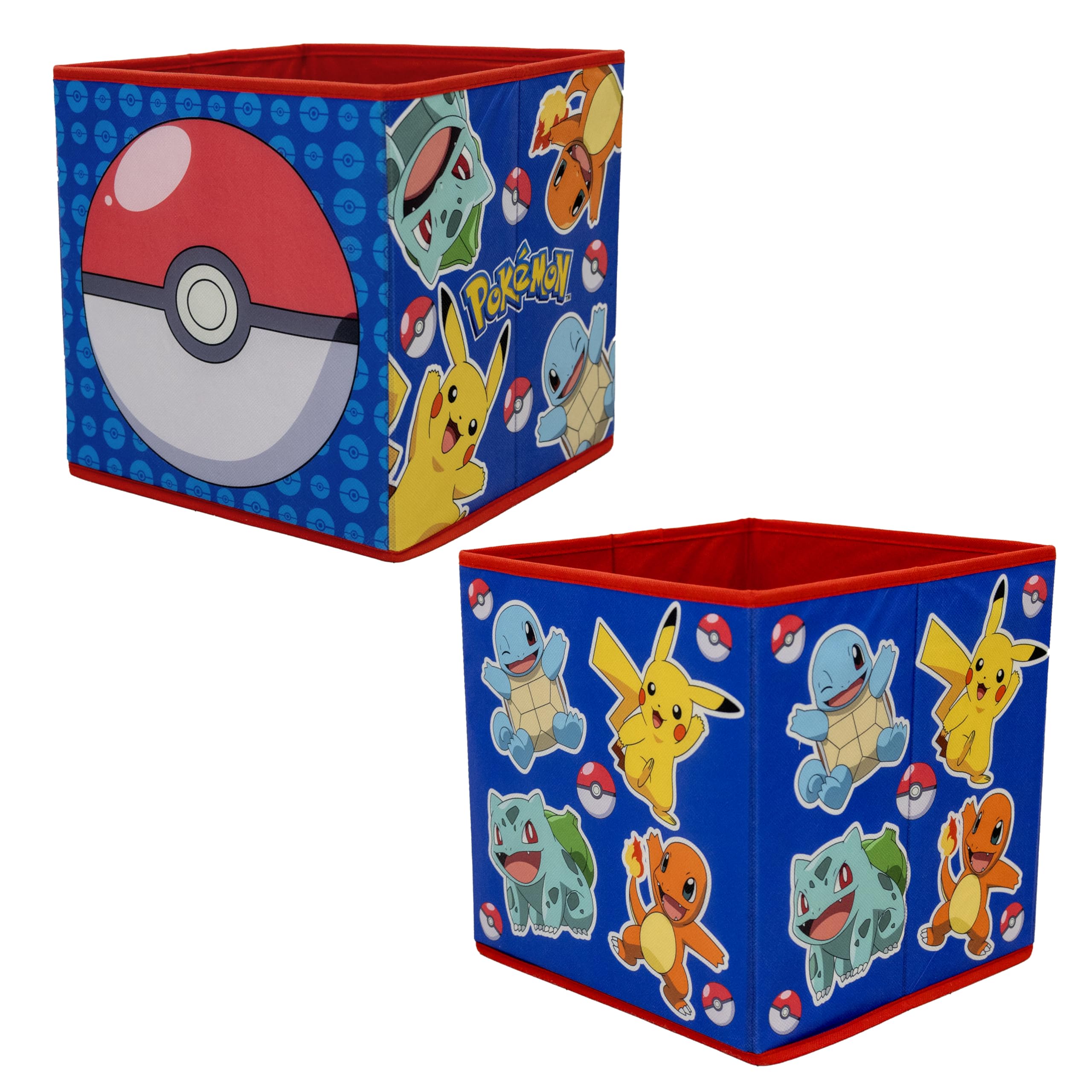 Character World Pokemon Officially Licensed Storage Boxes | 2 pack Foldable Storage Cubes Hello Design | Perfect For Organising Children's Room, Kids Playroom