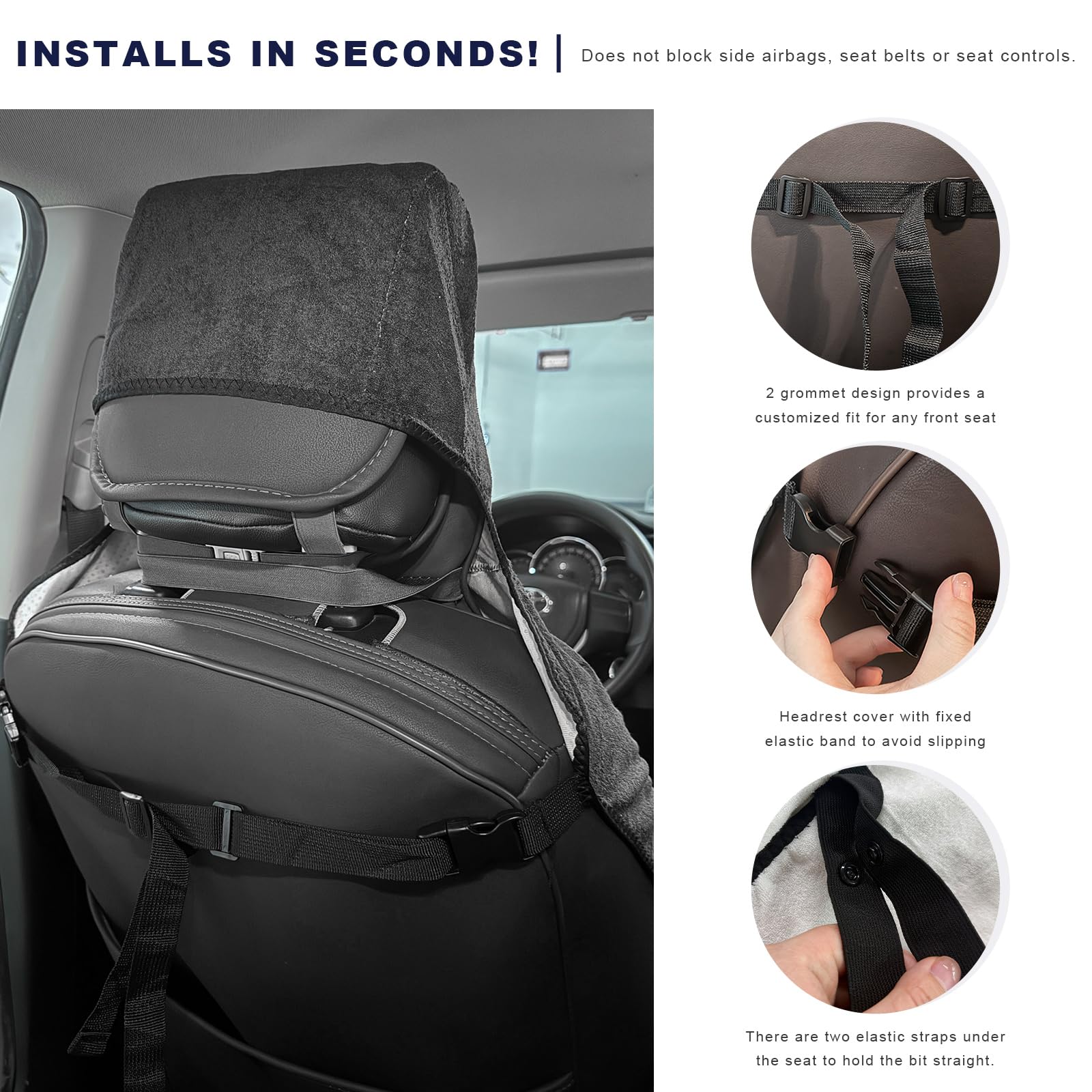 Wasserdichter Autositzbezug, Premium-Frottee-Schweißtuch, Vordersitzschutz, waschbar, rutschfest, Auto-Schalensitzbezüge, ideal für Post, Fitnessstudio, Workout, Laufen, Schwimmen (schwarz)
