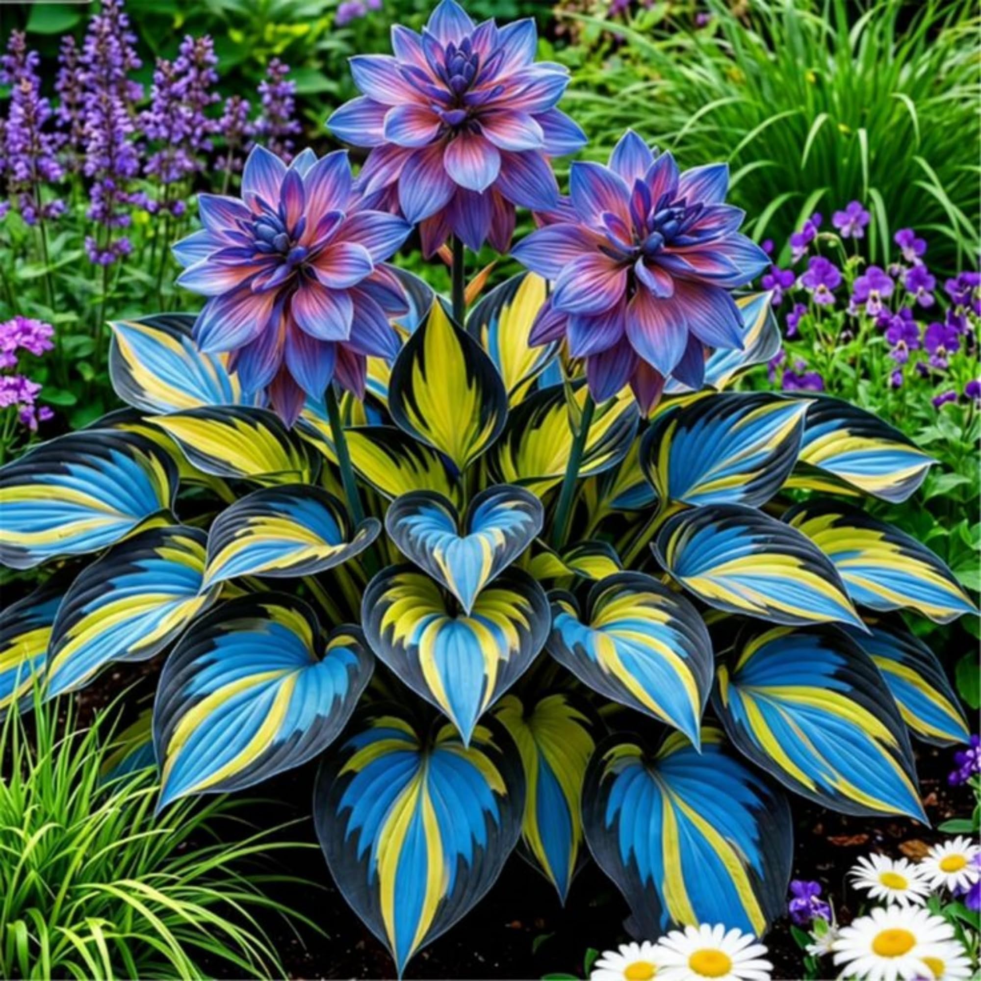 Hosta Mix Rhizome Set – Lush Green Foliage for Indoor & Outdoor Spaces, Perfect for Garden and Container Styling-6bulbs-K