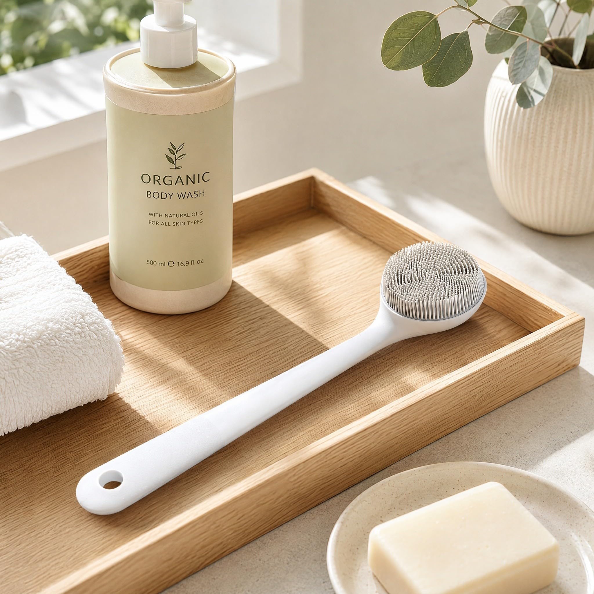 Housoutil 2 Piezas cepillo de silicona para fregar cepillo de baño de mango largo cepillo de exfoliación corporal cepillo de baño para la espalda fregadoras de limpieza de espalda limpio