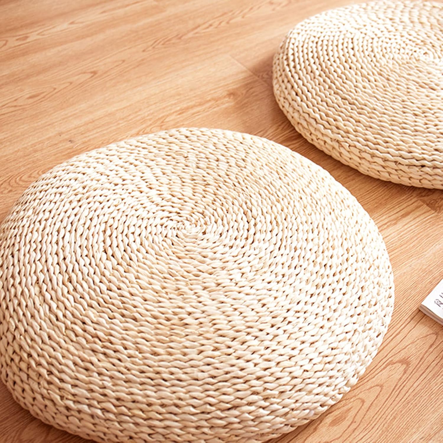 チェアーパッド、和フロアクッション、フロアピロー、シートクッション 絶妙な職人技 通気性 丸型 畳布団 瞑想クッション バルコニー用