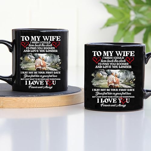 Miniatura 2 de TODOLIA -Taza de café con texto en inglés To My Wife I Love You, regalo de taza de café para esposa del marido, taza de aniversario de boda, regalo