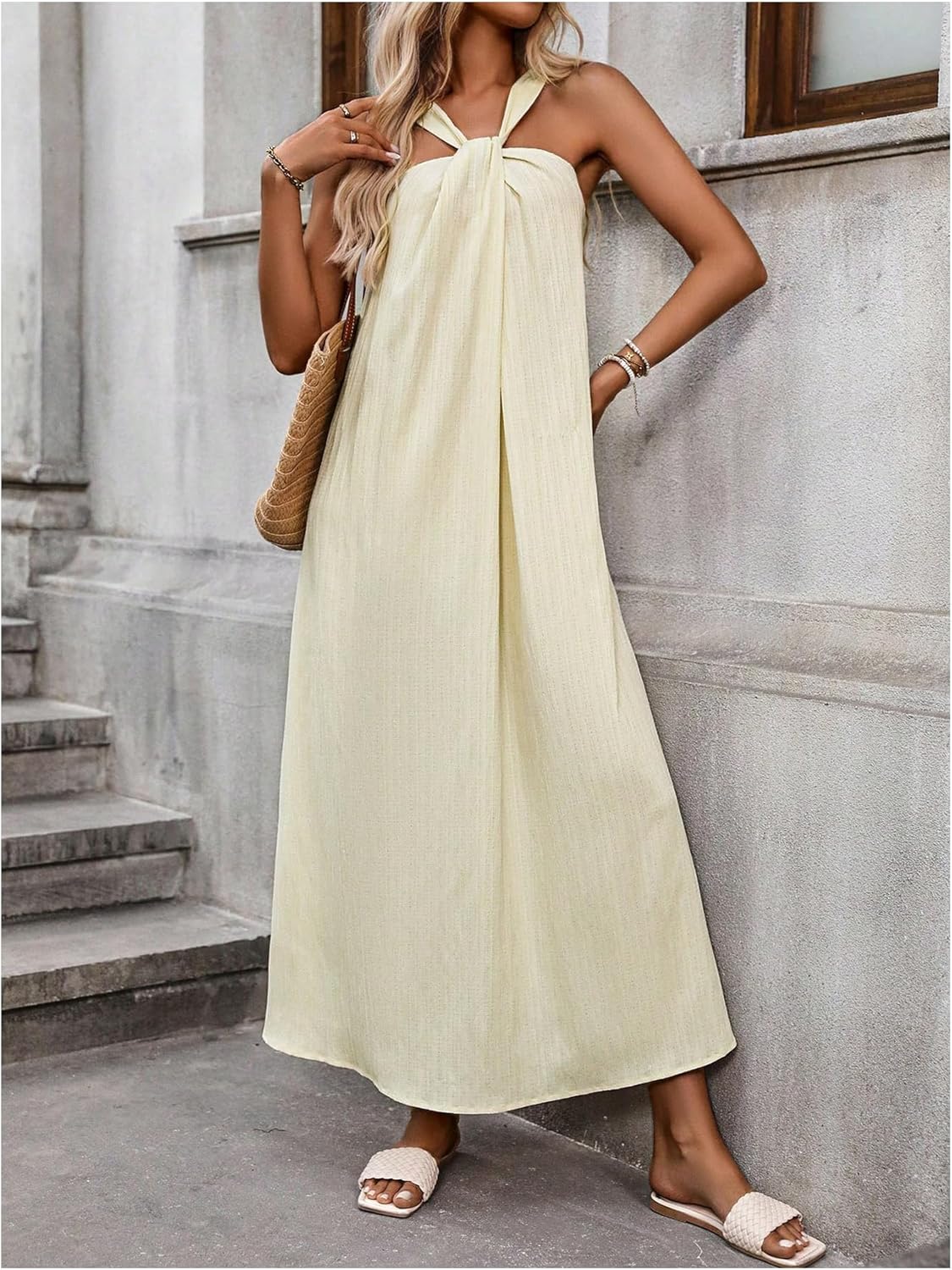 Milumia Women's Twist Knot Sleeveless Dress Summer Vacation Flared Maxi Dresses - Image 5