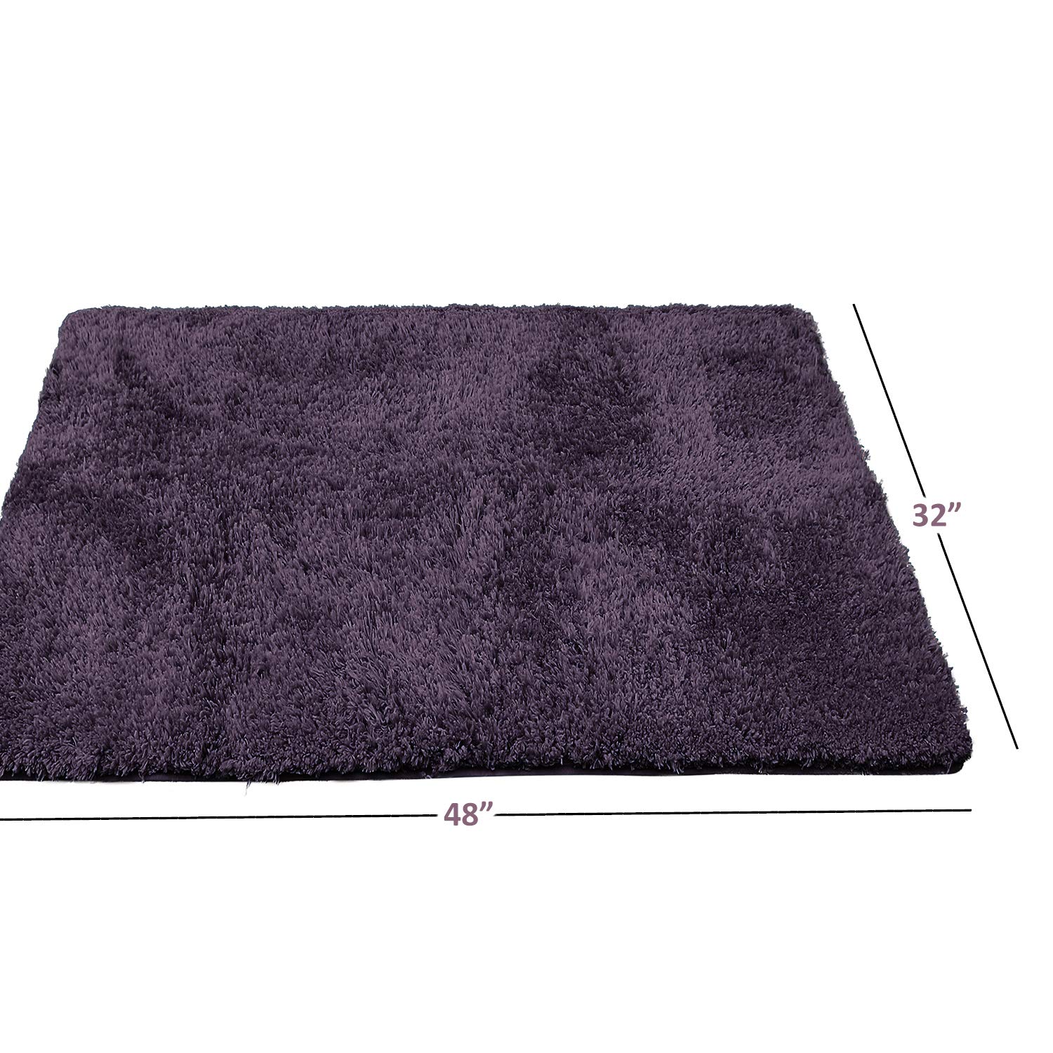 Clara Clark Banyo Halıları, Ultra Yumuşak Tüylü Banyo Halıları - Banyo için Banyo Paspası, Makinede Yıkama, Kaymaz Arka Kauçuk, 81 x 121 cm, Patlıcan Banyo Halısı Seti