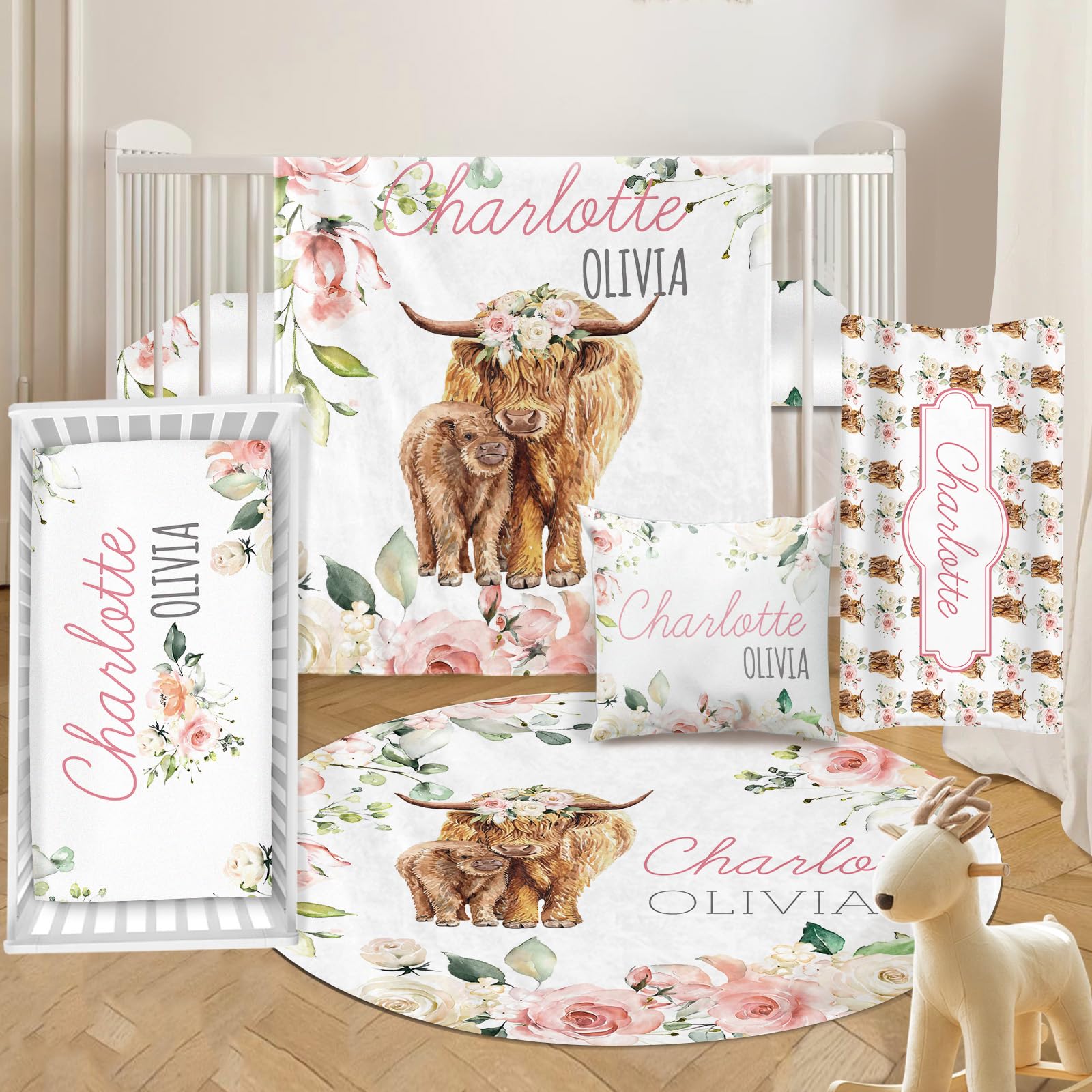 Personalized Baby Crib Bedding Set Piece Custom Name Yellow