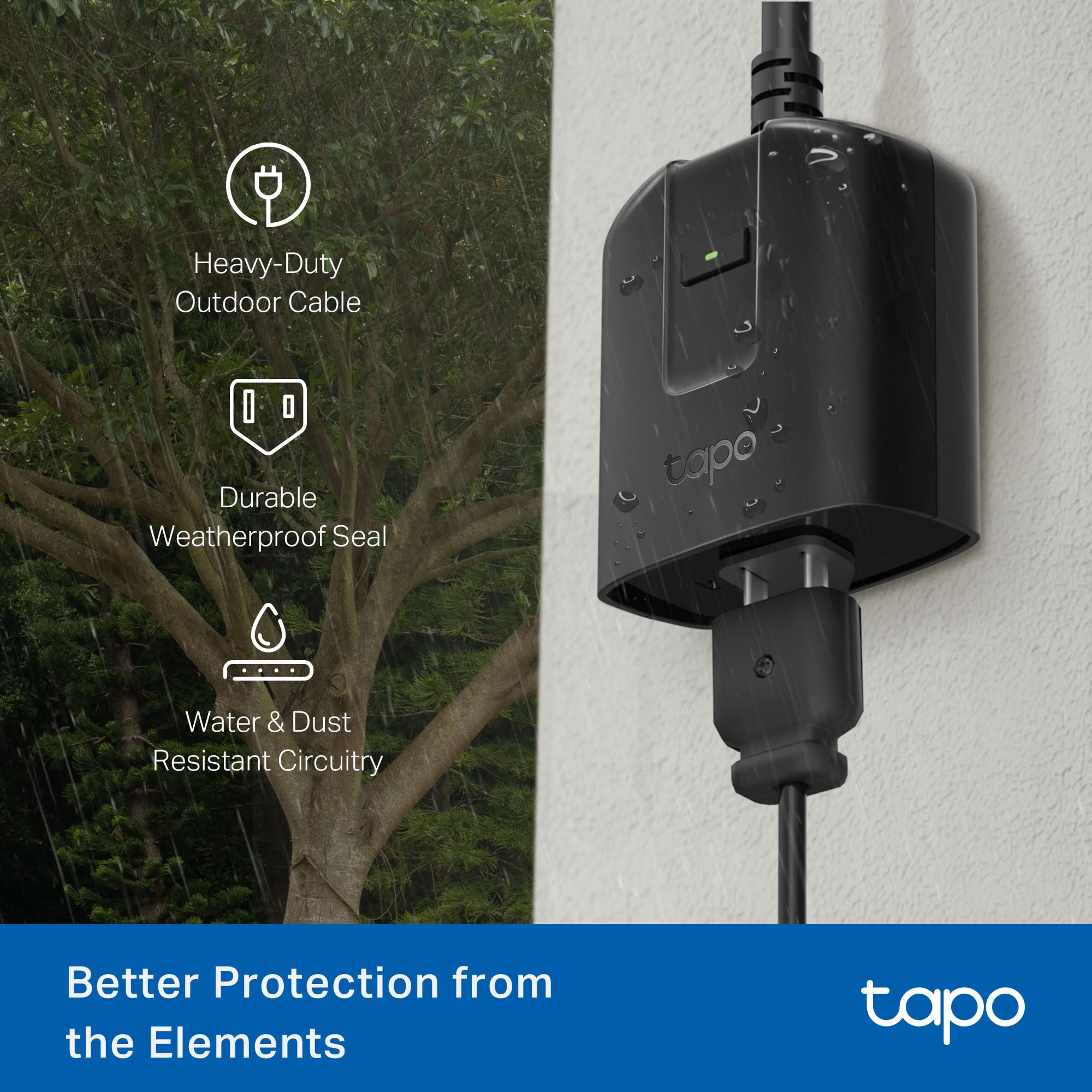 Tapo Outdoor Smart Dimmer Plug for Outdoor Lights Matter App Control IP65 Weather Resistant Works with Siri Alexa — view 4