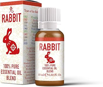 Mystix London | Rabbit Chinese Zodiac Essential Oil Blend | 10ml | Ho wood and citrus notes create a fresh herbal aroma with soft woody sweetness and clean aromatic lift.