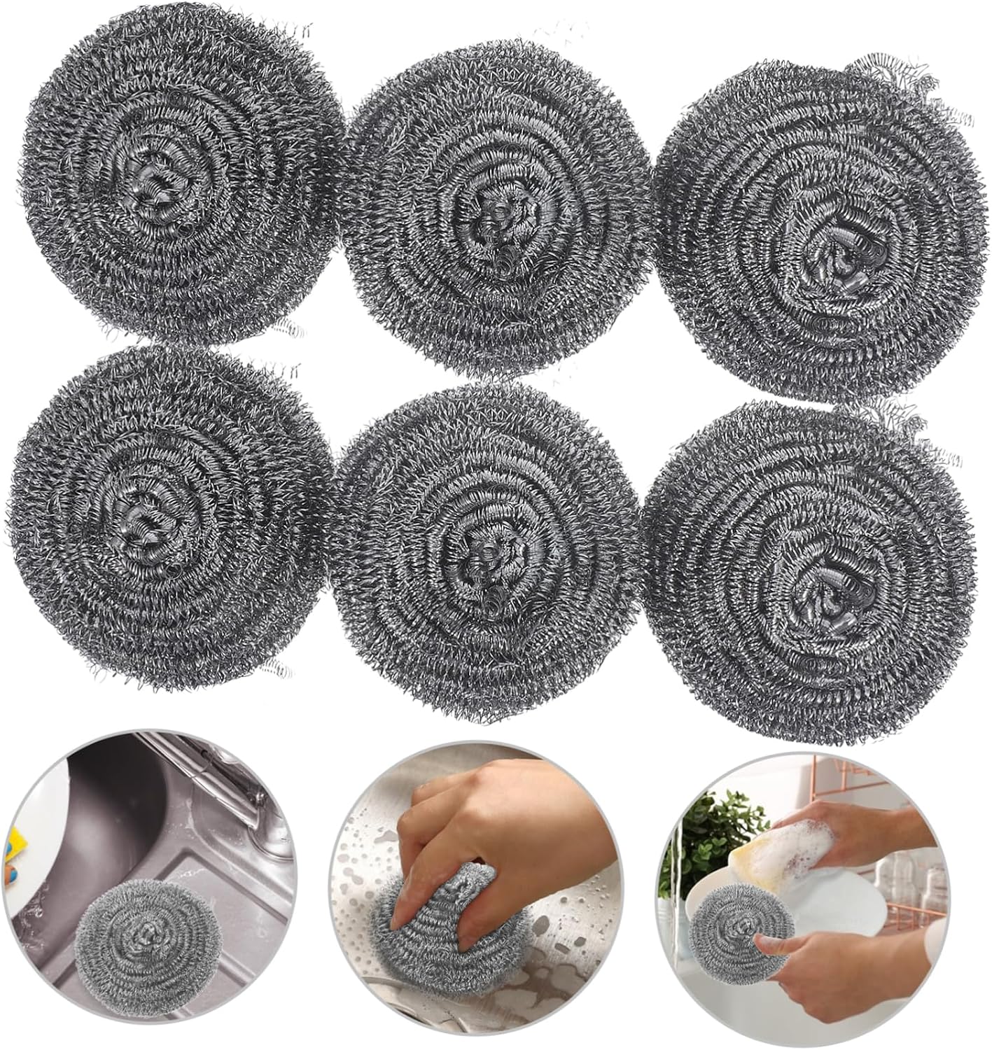 Hemobllo 20Pcs Stainless Steel Scrubber Pads Heavy Duty Pot and Pan Cleaning Sponges for Tough Stains Resistant Scrubbing Pads for Kitchen Cast Ovens and Grills
