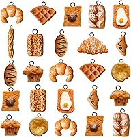 Sureio 60PCS Handmade Resin Bread Toast Charms - Vivid Simulation Food Pendants for DIY Jewelry, Earrings, Necklaces & Crafts